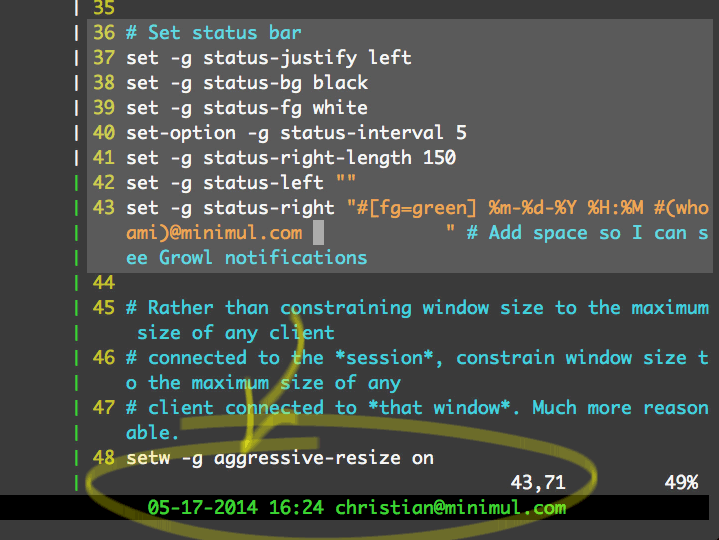 tmux custom status bar